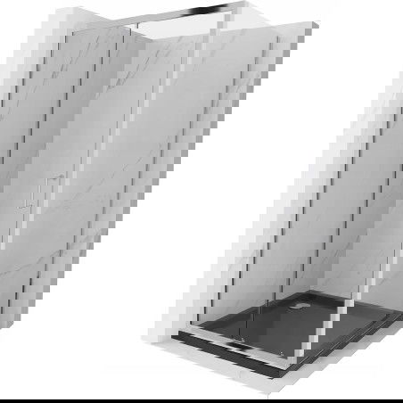Mexen Apia cabina doccia scorrevole 100 x 100 cm, trasparente, cromo + piatto Flat, nero - 840-100-100-01-00-4070