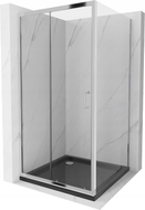Mexen Apia drsna tuš kabina 100 x 100 cm, prozorna, krom + Flat tuš kad, črna - 840-100-100-01-00-4070