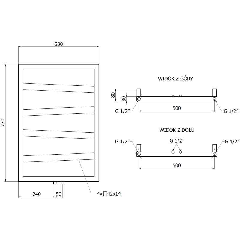 Mexen Zoom koristeellinen kylpyhuoneen lämmitin 770 x 530 mm, 275 W, antrasiitti - W130-0770-530-00-66