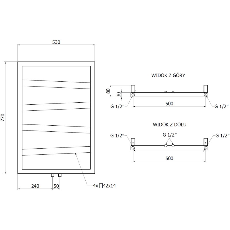 Mexen Zoom dekoratiivne vannitoa radiaator 770 x 530 mm, 275 W, must - W130-0770-530-00-70