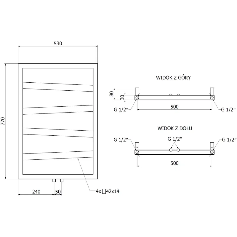 Mexen Zoom dekorativer Badheizkörper 770 x 530 mm, 275 W, schwarz - W130-0770-530-00-70