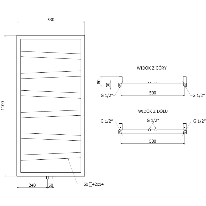 Mexen Zoom grzejnik łazienkowy dekoracyjny 1100 x 530 mm, 376 W, biały - W130-1100-530-00-20