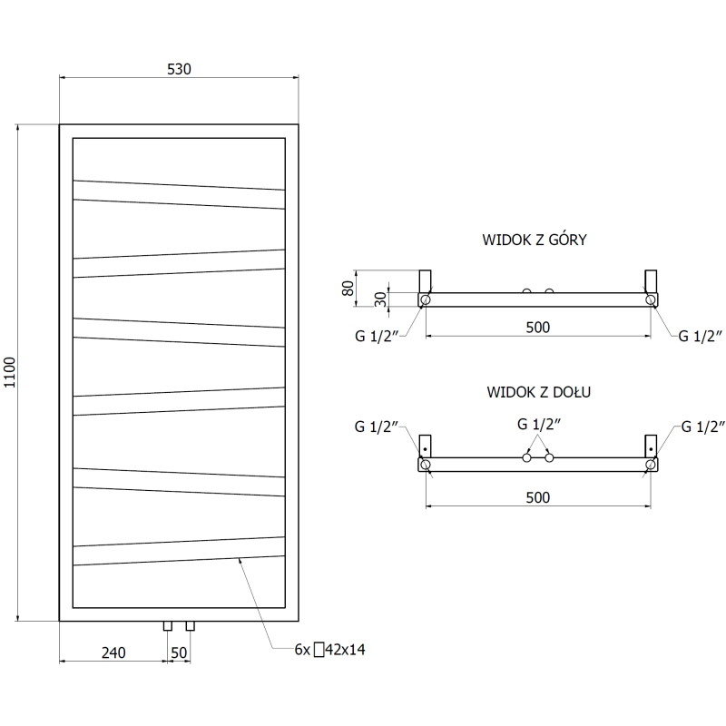 Mexen Zoom dekoratiivne vannitoa radiaator 1100 x 530 mm, 376 W, must - W130-1100-530-00-70