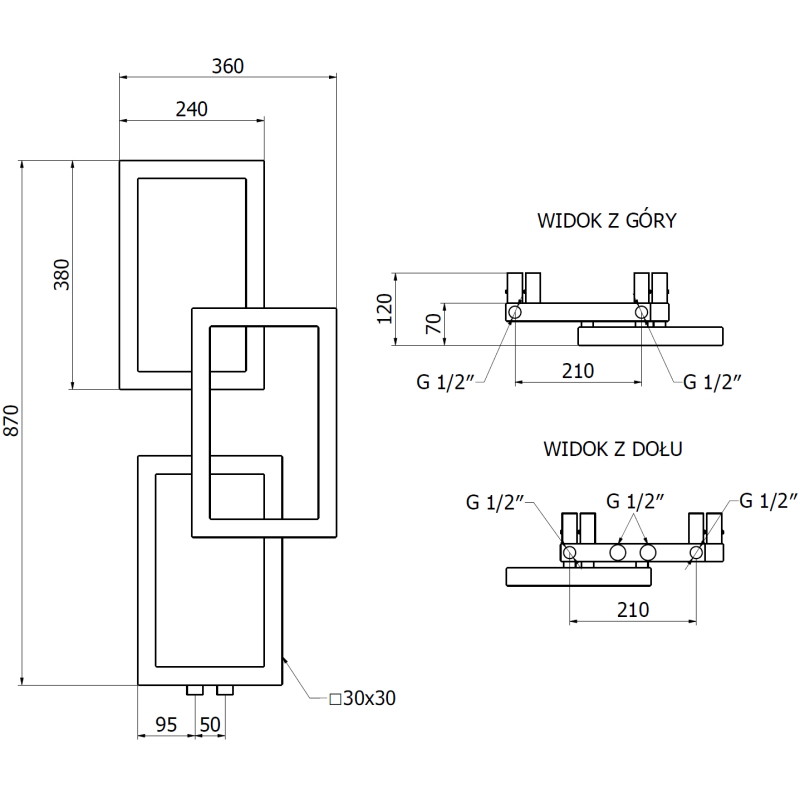 Mexen Grid dekoratiivne vannitoa radiaator 870 x 360 mm, 209 W, valge - W215-0870-360-00-20