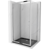 Mexen Apia kabina prysznicowa rozsuwana 120 x 100 cm, transparent, chrom + brodzik Flat, czarny - 840-120-100-01-00-4070