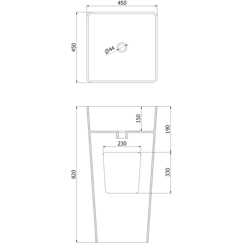 Mexen Adora brīvi stāvošs izlietne no konglomerāta 45 x 45 cm, balts mats - 26564500