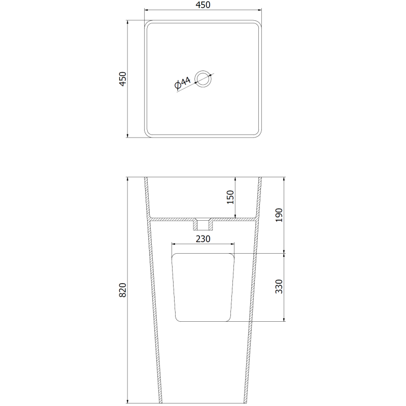 Mexen Adora lavabo independiente de conglomerado 45 x 45 cm, blanco mate - 26564500