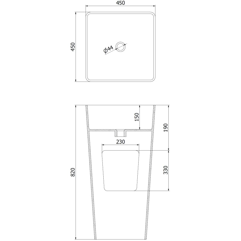 Mexen Adora vabaltseisev valamu konglomeraadist 45 x 45 cm, valge matt - 26564500