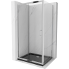 Mexen Apia sliding shower cabin 130 x 100 cm, transparent, chrome + black Flat shower tray - 840-130-100-01-00-4070