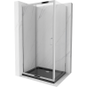 Mexen Apia schuifdouchecabine 140 x 90 cm, transparant, chroom + Flat douchebak, zwart - 840-140-090-01-00-4070