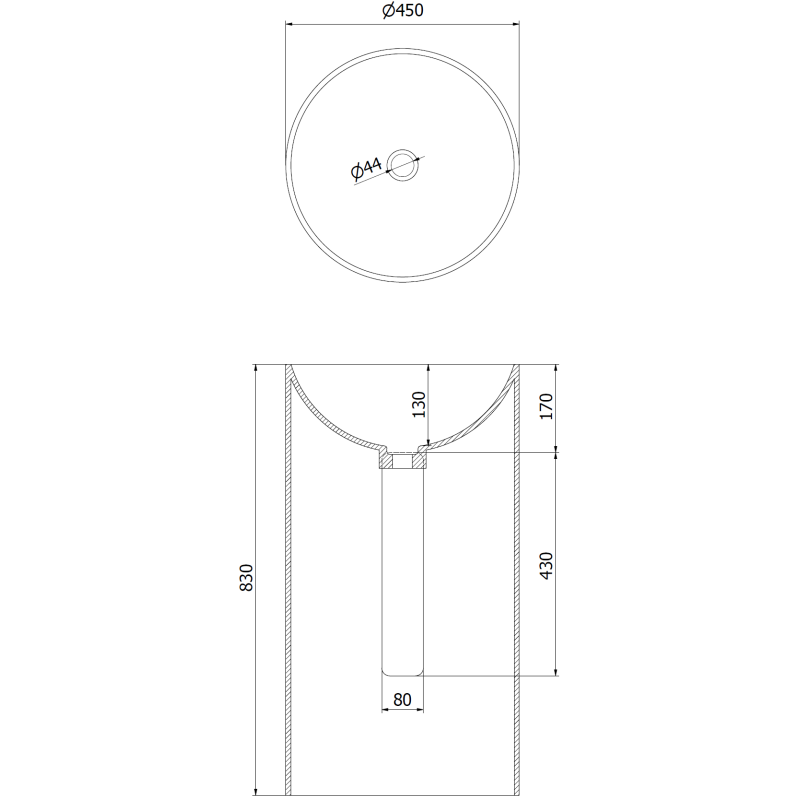 Mexen Ajax-01 freistehendes Waschbecken aus Konglomerat 45 x 45 cm, weiß matt - 26504500