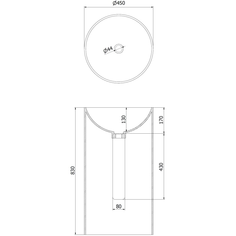 Mexen Ajax-01 iseseisev valamu konglomeraadist 45 x 45 cm, valge matt - 26504500
