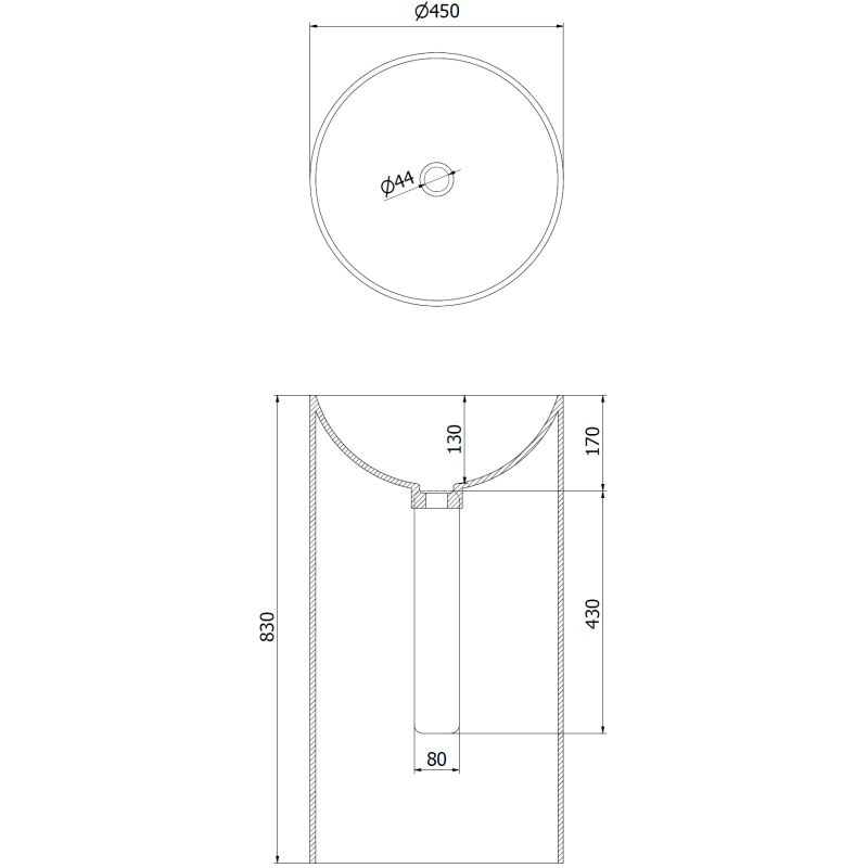 Mexen Ajax-01 lavatório de pé de conglomerado 45 x 45 cm, branco mate - 26504500