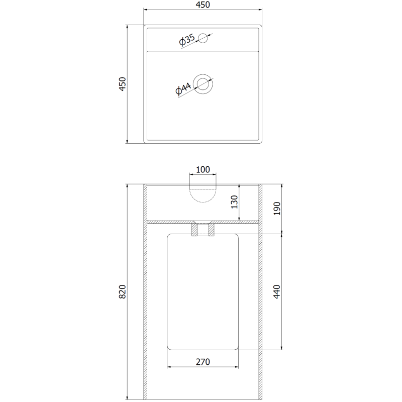 Mexen Belen lavabo independiente de conglomerado 45 x 45 cm, blanco mate - 26604500