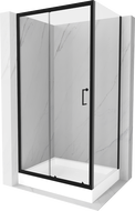 Mexen Apia schuifdouchecabine 100 x 80 cm, transparant, zwart + Rio douchebak - 840-100-080-70-00-4510
