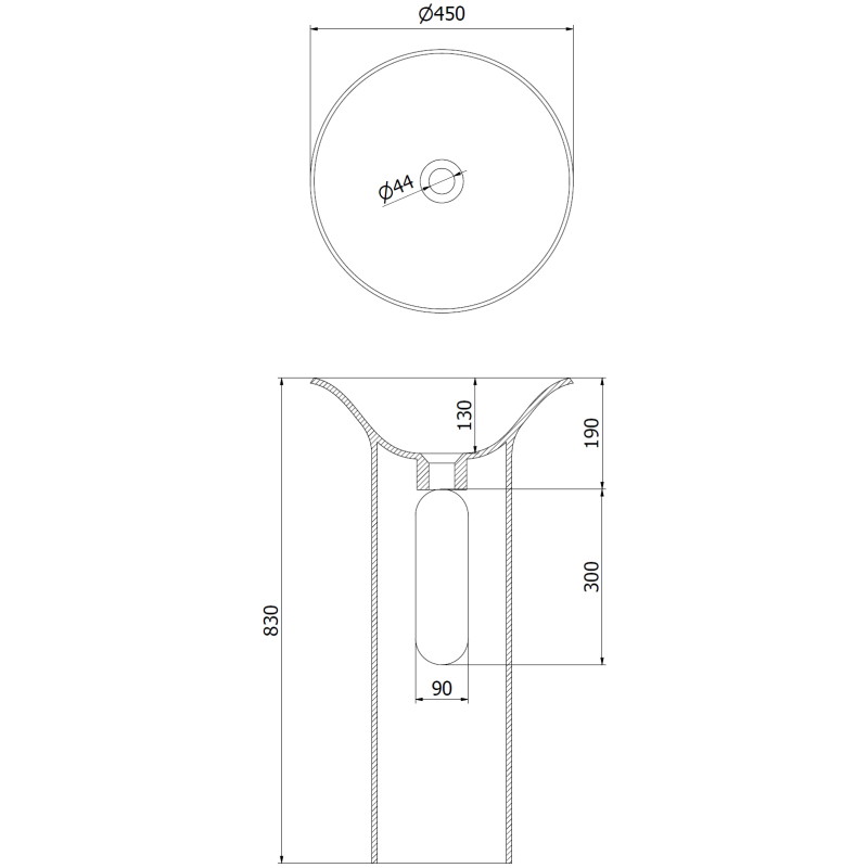 Mexen Leta eraldiseisev valamu konglomeraadist 45 x 45 cm, valge matt - 26574500