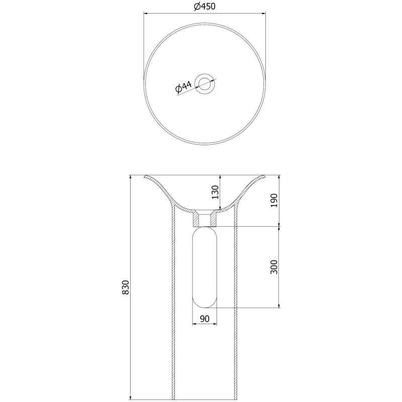 Mexen Leta lavabo autoportant en conglomérat 45 x 45 cm, blanc mat - 26574500