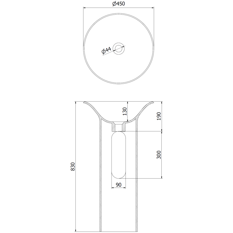 Mexen Leta lavabo autoportante in conglomerato 45 x 45 cm, bianco opaco - 26574500