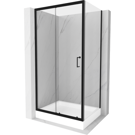 Mexen Apia cabine de douche coulissante 120 x 80 cm, transparent, noir + receveur Rio - 840-120-080-70-00-4510