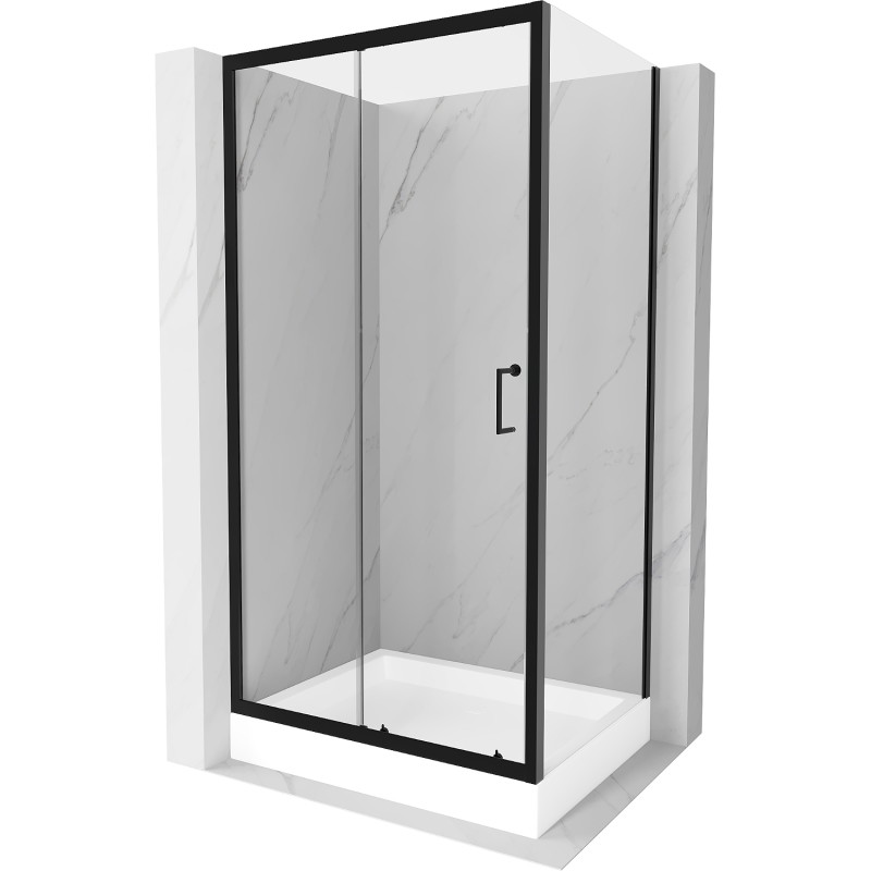 Mexen Apia schiebbare Duschkabine 120 x 90 cm, transparent, schwarz + Duschwanne Rio - 840-120-090-70-00-4510