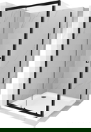 Mexen Apia douchecabine schuifdeur 90 x 90 cm, transparant, zwart + Flat douchebak, wit- 840-090-090-70-00-4010B
