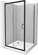 Mexen Apia klizna tuš kabina klizna 90 x 90 cm, prozirna, crna + plitki Flat, bijeli - 840-090-090-70-00-4010B
