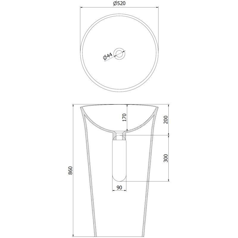 Mexen Nilda lavabo autoportante in conglomerato 52 x 52 cm, bianco opaco - 26555200
