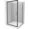 Mexen Apia cabine de douche coulissante 100 x 100 cm, transparente, noire + receveur Flat, blanc - 840-100-100-70-00-4010B