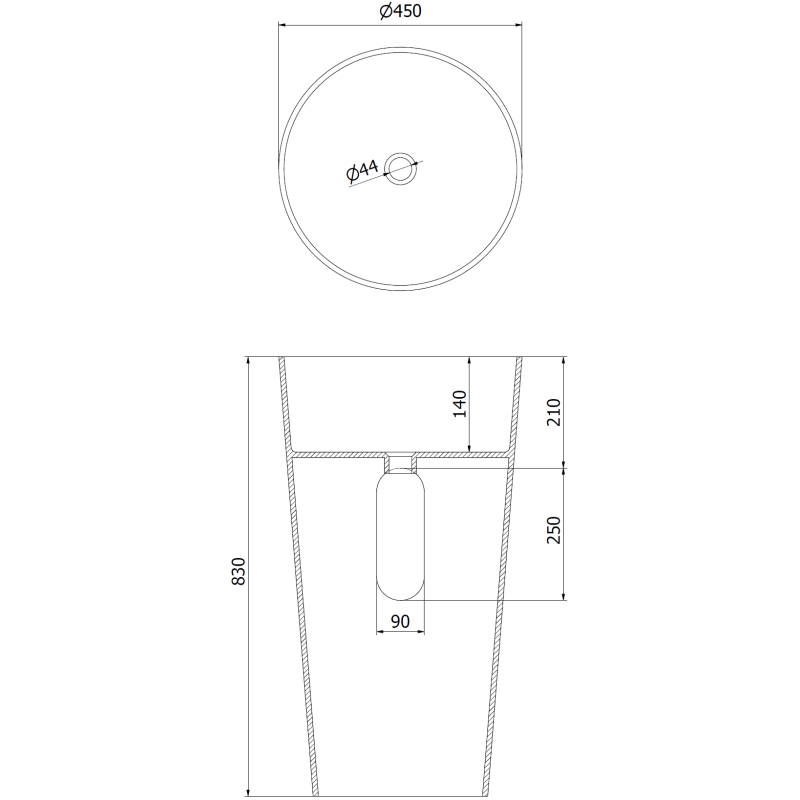 Mexen Onyx-01 lavabo independiente de conglomerado 45 x 45 cm, blanco mate - 26524500