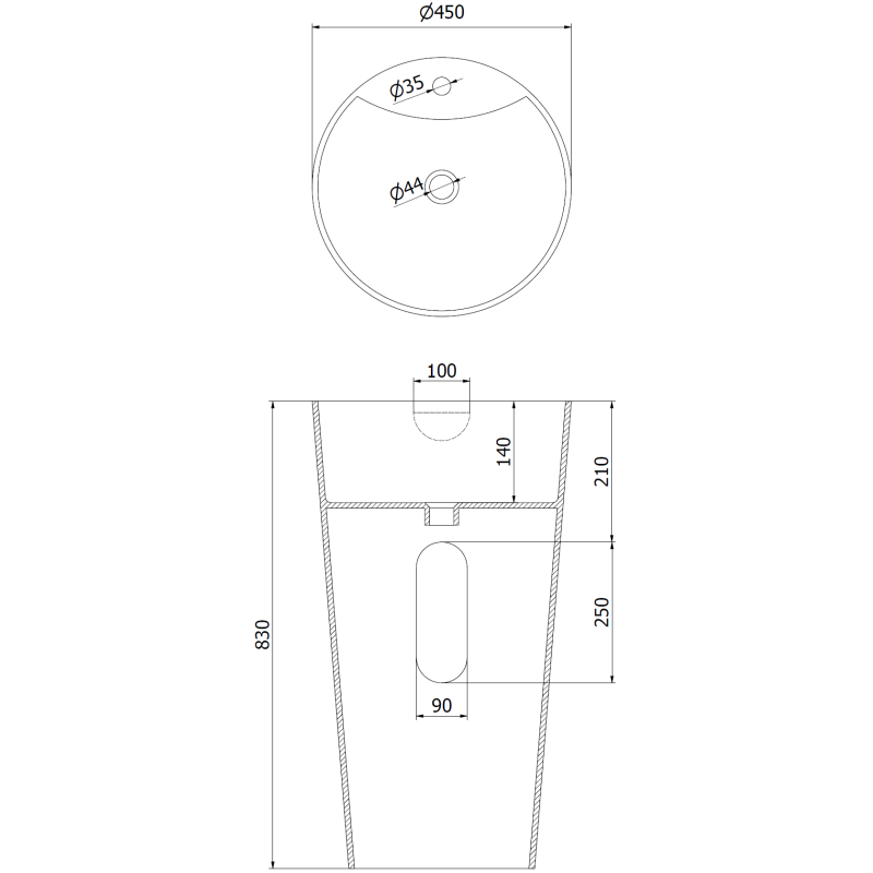 Mexen Onyx-02 lavabo autoportant en conglomérat 45 x 45 cm, blanc mat - 26544500