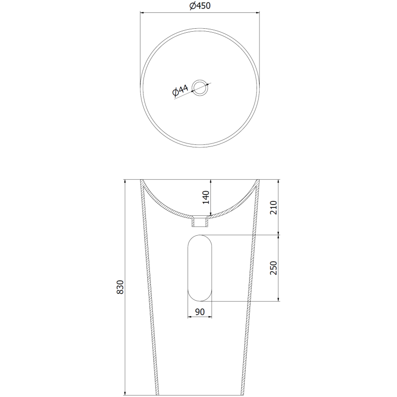 Mexen Onyx-03 lavabo autoportant en conglomérat 45 x 45 cm, blanc mat - 26534500