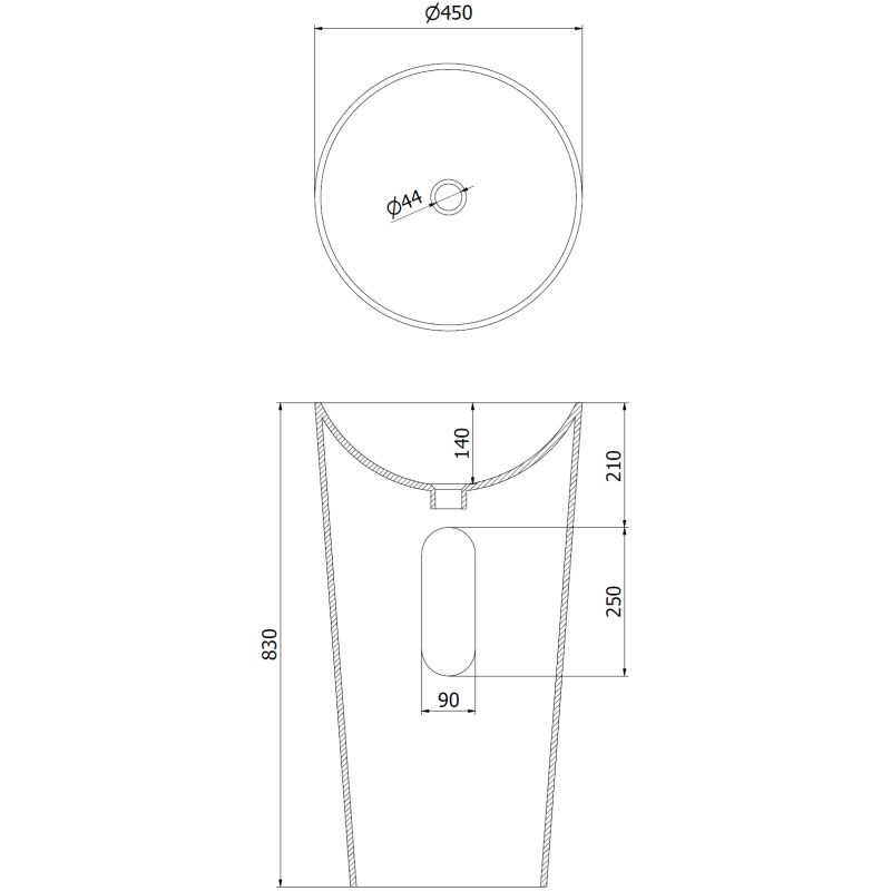 Mexen Onyx-03 lavabo independiente de conglomerado 45 x 45 cm, blanco mate - 26534500