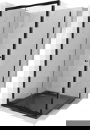 Mexen Apia douchecabine schuif 90 x 90 cm, transparant, zwart + Flat douchebak, zwart - 840-090-090-70-00-4070B