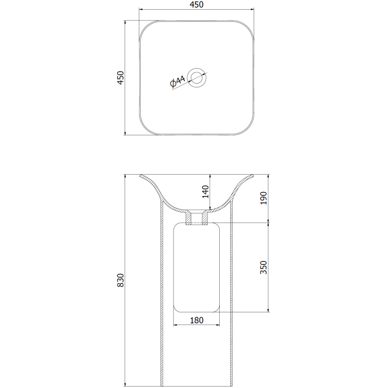 Mexen Ria lavabo autoportant en conglomérat 45 x 45 cm, blanc mat - 26584500
