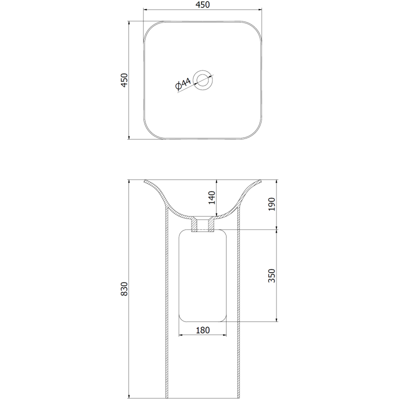 Mexen Ria lavatório de pé em aglomerado 45 x 45 cm, branco mate - 26584500