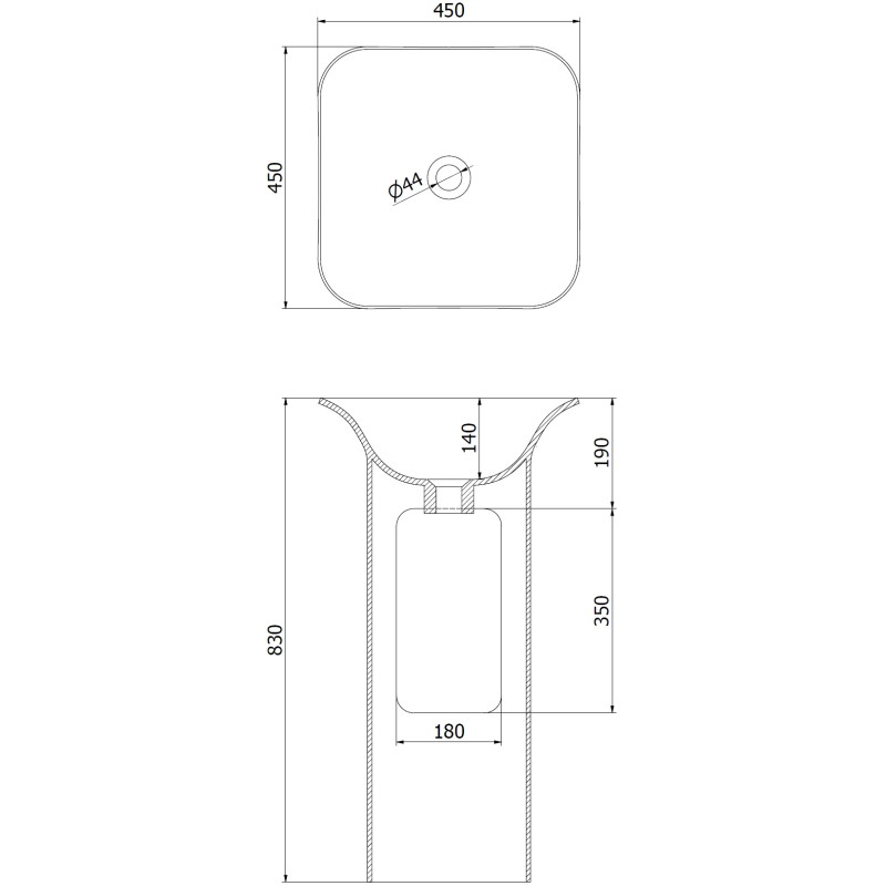 Mexen Ria vabaltseisev valamu konglomeraadist 45 x 45 cm, valge matt - 26584500