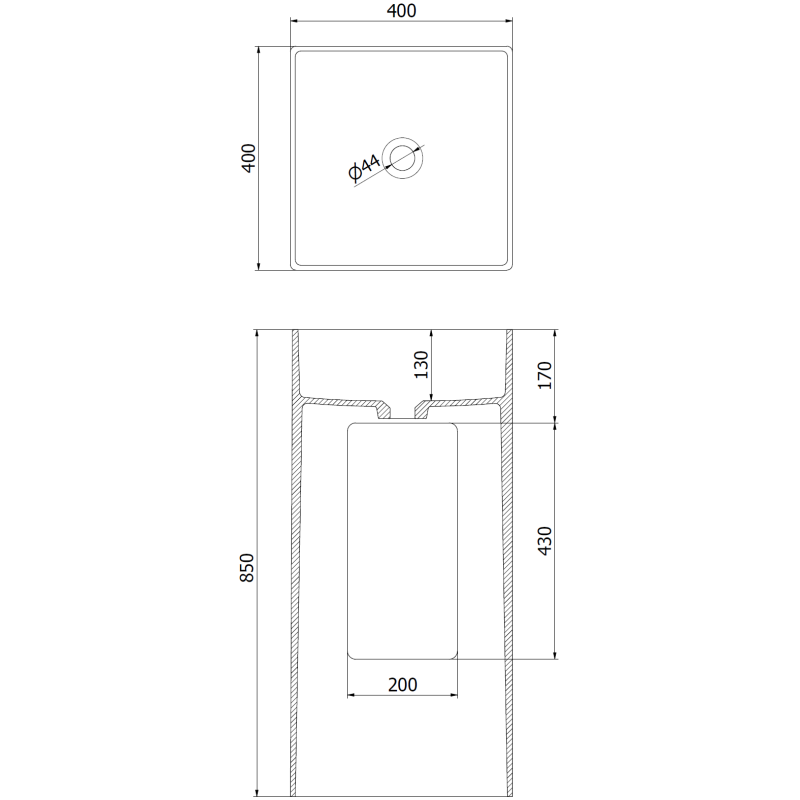 Mexen Xola-1 lavabo autoportante in conglomerato 40 x 40 cm, bianco opaco - 26594000