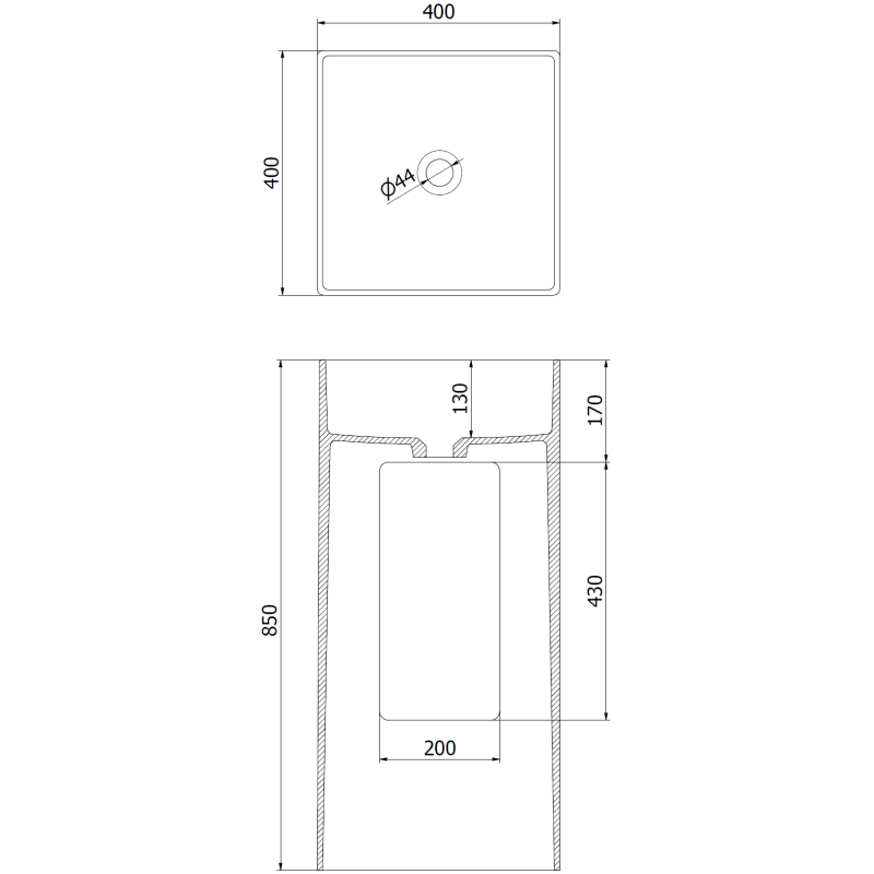 Mexen Xola-1 lavabo independiente de conglomerado 40 x 40 cm, blanco mate - 26594000