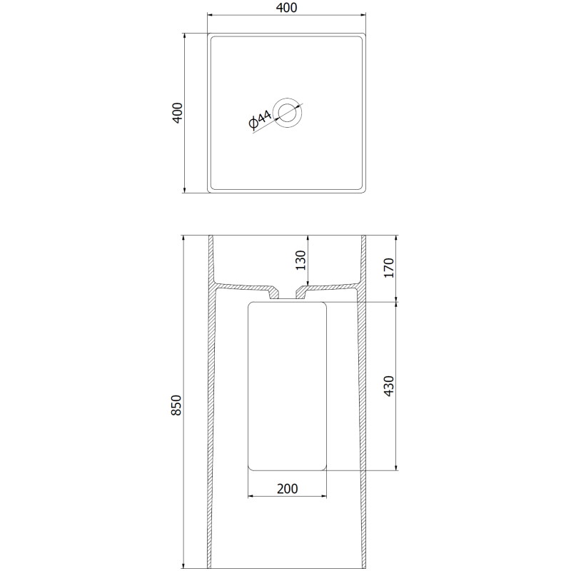 Mexen Xola-1 samostojeći umivaonik od konglomerata 40 x 40 cm, bijeli mat - 26594000