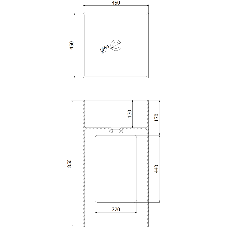 Mexen Xola-2 lavabo autoportant en conglomérat 45 x 45 cm, blanc mat - 26594500
