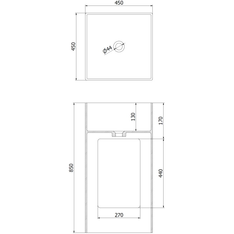 Mexen Xola-2 samostojeći umivaonik od konglomerata 45 x 45 cm, bijeli mat - 26594500