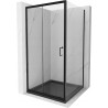 Mexen Apia cabina de ducha corredera 100 x 100 cm, transparente, negro + plato de ducha Flat, negro - 840-100-100-70-00-4070B