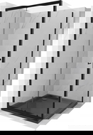 Mexen Apia Duschkabine zum Schieben 100 x 100 cm, transparent, schwarz + Duschwanne Flat, schwarz - 840-100-100-70-00-4070B