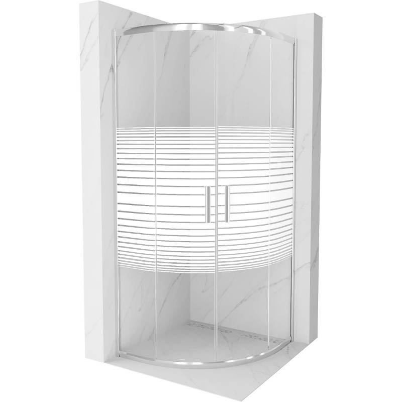 Mexen Rio cabina doccia semicircolare 70 x 70 cm, bande bianche, cromo - 863-070-070-01-20