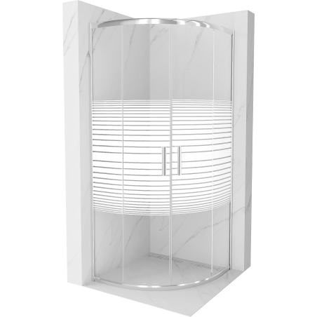 Mexen Rio cabina doccia semicircolare 70 x 70 cm, bande bianche, cromo - 863-070-070-01-20