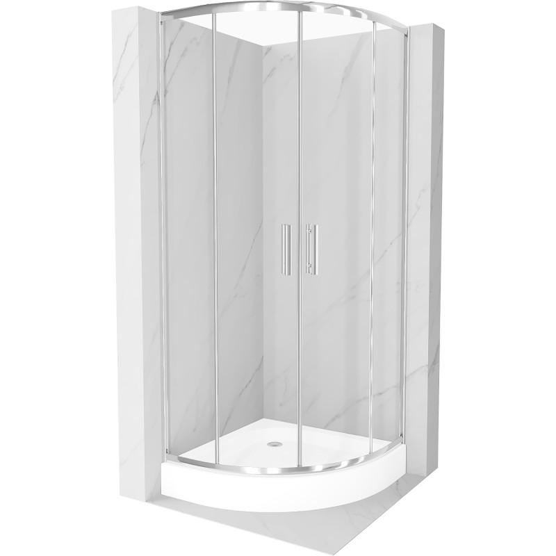 Mexen Rio cabina doccia semicircolare 70 x 70 cm, trasparente, cromo + piatto doccia, bianco - 863-070-070-01-00-4710