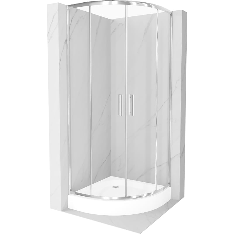 Mexen Rio poolringikujuline dušinurk 70 x 70 cm, läbipaistev, kroom + alus, valge - 863-070-070-01-00-4710