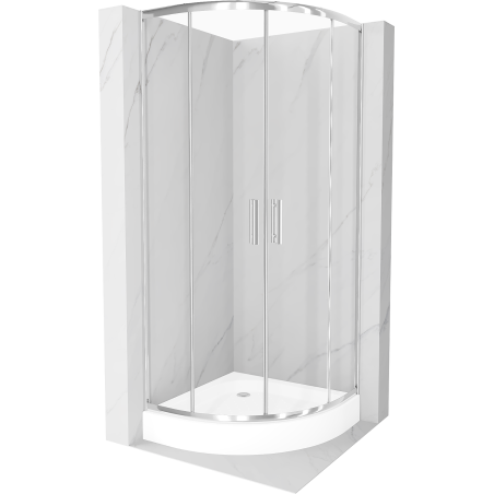Mexen Rio cabine de duche semicircular 70 x 70 cm, transparente, cromado + base de chuveiro, branco - 863-070-070-01-00-4710