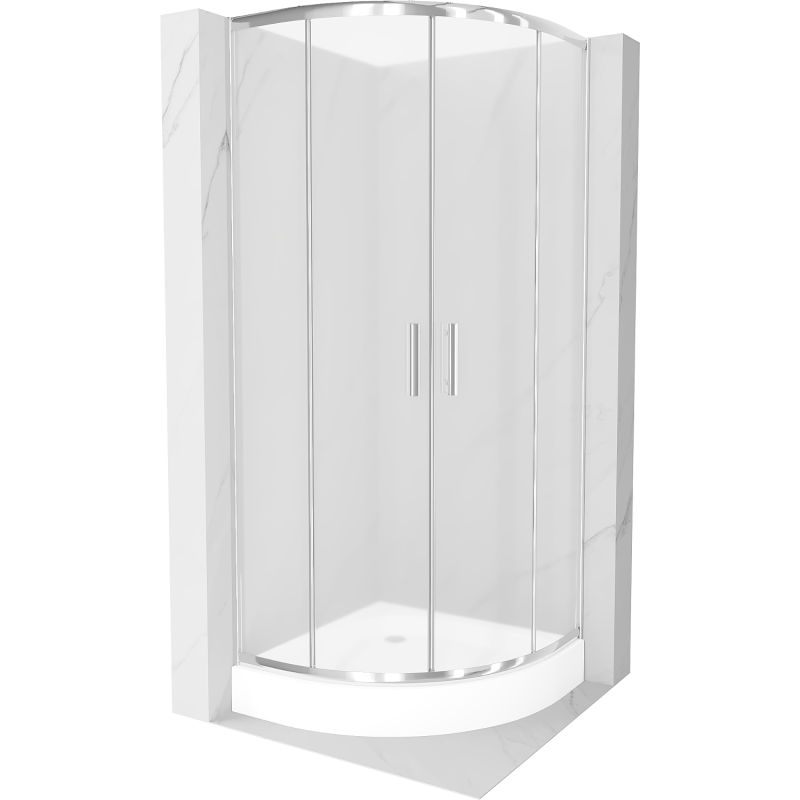 Mexen Rio semi-circular shower enclosure 70 x 70 cm, frost, chrome + Rio tray, white - 863-070-070-01-30-4710