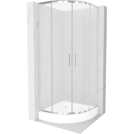 Mexen Rio semi-circular shower enclosure 70 x 70 cm, frost, chrome + Rio tray, white - 863-070-070-01-30-4710